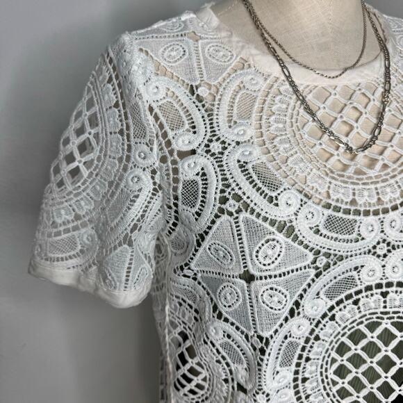 Sundance Shadow Dance Crochet‎ Lace Top White Size Small - Picture 3 of 9